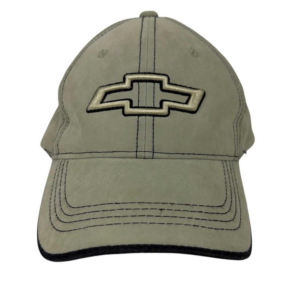 Chevrolet Khaki Tan Baseball Hat Embroidered Bowtie Logo Adjustable Cap Mens‎